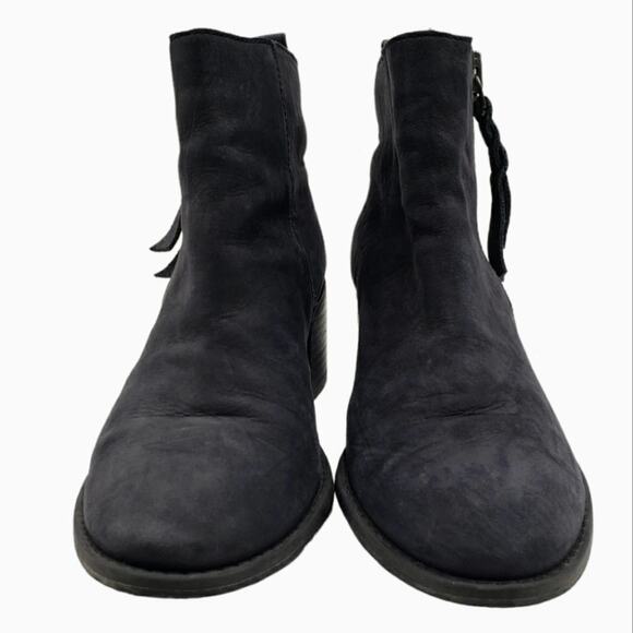 BP Ankle Boots Black Block Heel Braided Zipper - Picture 5 of 10